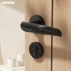 Haobao door lock, indoor black magnetic bedroom door, modern and simple home silent bathroom solid wood door handle details Picture